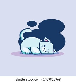 vector funny cat character with pose and blue color