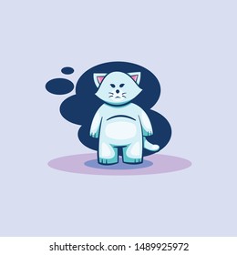 vector funny cat character with pose and blue color