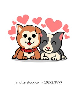 vector of funny cat an dog