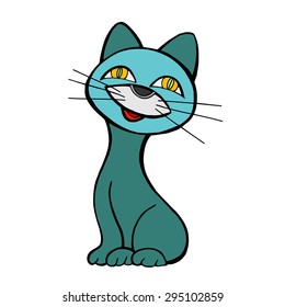 Vector funny cats with floral ornament. Vector illustration