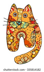 Vector funny cats with floral ornament. Vector illustration