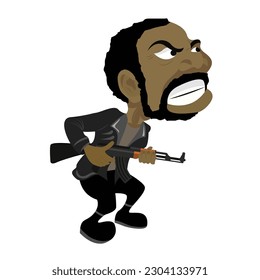 Vector funny character anggry man holding guns, comic character