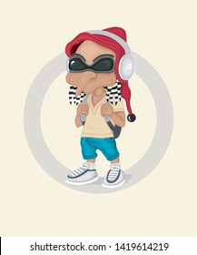 Vector Funny Character Illustration Print Poster Drawing Goblin Funny Character 