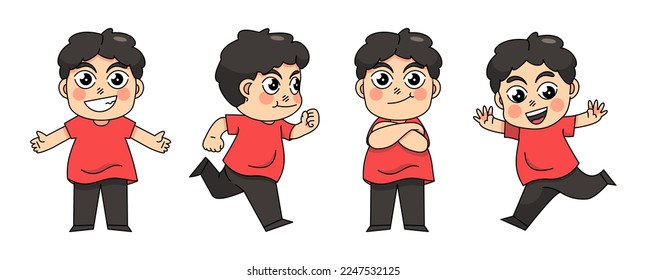 vector funny character poses gestures cartoon character poses collection set vector design