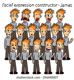 Vector funny characters, doodles illustration, facial expressions - father