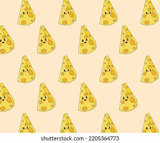 Vector of funny Cheese Cartoon Pattern Seamless 