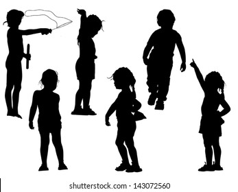 Vector funny children silhouette set collection 1