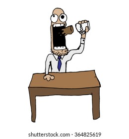 Vector Funny coffee rage cartoon man illustration
