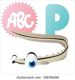 vector funny comic animal alphabet: P is for Ptilichthys