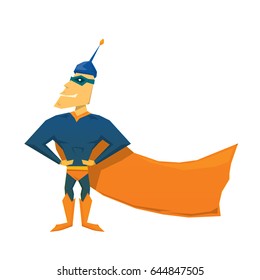 vector funny comic super hero isolated on white background. vector cartoon wrestler man in a super hero costume