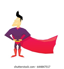 vector funny comic super hero isolated on white background. vector cartoon wrestler man in a super hero costume