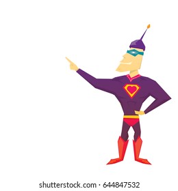 vector funny comic super hero isolated on white background. vector cartoon wrestler man in a super hero costume