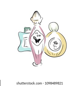 Vector funny concept of bad stinky perfume with skunk odor as bad quality and fashion trend abuse