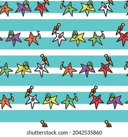 Vector Estrellas divertidas y frescas con el patrón de fondo del doodle de líneas