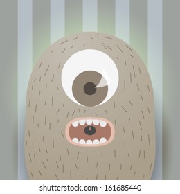 Vector funny creature with surprised expression, background illustration