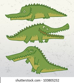 Vector  funny crocodile set