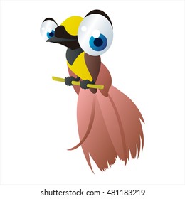 vector funny cute bird character illustration. vector cartoon cute cool bird of paradise