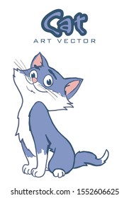 Vector Funny and cute cartoon Cat.