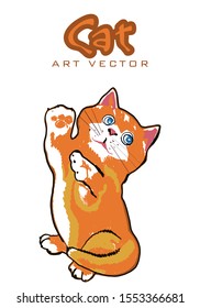 Vector Funny and cute cartoon Cat.