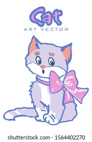 Vector Funny and cute cartoon Cat.