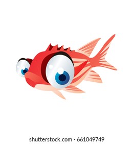 vector funny cute cool cartoon sea life animals illustration. Coral reef fish