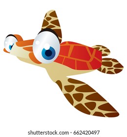 vector funny cute cool cartoon sea life animals illustration. Sea turtle