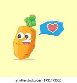 vector funny cute healthy cartoon carrot character isolated on pastel yellow background. funky smiling autumn vegetable character. Kawaii carrot