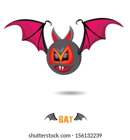 vector funny devil bat with wings.