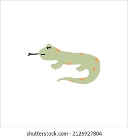 Vector funny doodle abstract lizard illustration, isolated on white background. Cute boho trendy illustration, hand drawn texture. Design elements for baby cards, t-shirts and other.