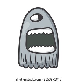 Vector funny doodle monster character isolated on white.
