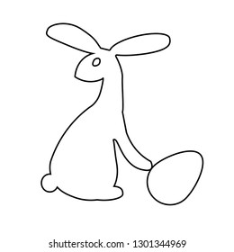vector funny Easter bunny rabbit and Easter egg