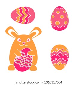 vector funny Easter bunny rabbit and Easter egg