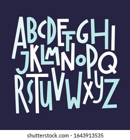 Vector funny English  alphabet for children, funny hand drawn typeface, ABC, Lowercase and uppercase letters. alphabet from A to Z