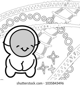 
Vector funny face by hand drawing , color black and white set for decorating greeting cards, coloring books, art therapy, wedding invitation, brochure, flyer, poster, pack
