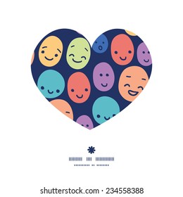 Vector funny faces heart silhouette pattern frame