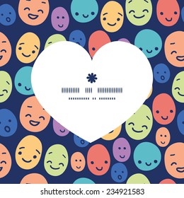 Vector funny faces heart silhouette pattern frame