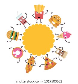 Vector funny  fast-food  character cartoon set