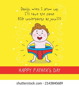 Vector, funny father's day card from a loving son on a yellow background