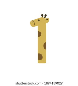 Vector funny figure one in the form of a yellow giraffe