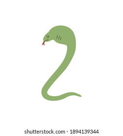 Vector funny figure two in the form of a green snake cobra 