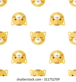 Vector funny flat cartoon tiger heads seamless pattern. Tiger background.