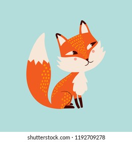 Vector funny fox. Cute animal hand drawn illustration. Cartoon Stylish 
