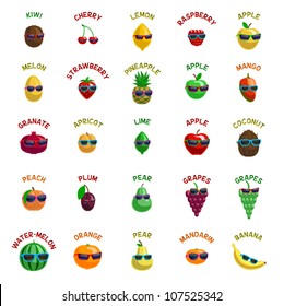 Vector funny fruit characters in sunglasses