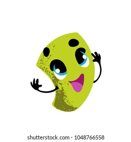 Vector funny glass, cartoon character with face and hands