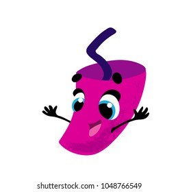 Vector funny glass with a straw, cartoon character with face and hands