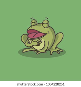 vector funny green frog character 2