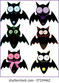vector funny halloween bats