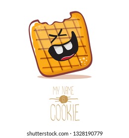 vector funny hand drawn cookie character isolated on white background. My name is cookie concept illustration. funky food character or bakery label mascot 