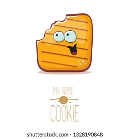 vector funny hand drawn cookie character isolated on white background. My name is cookie concept illustration. funky food character or bakery label mascot 