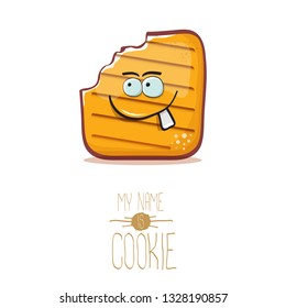 vector funny hand drawn cookie character isolated on white background. My name is cookie concept illustration. funky food character or bakery label mascot 